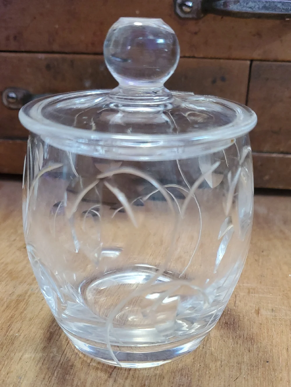 Cut Crystal Condiment Jar Jelly Jam Pot with Lid D